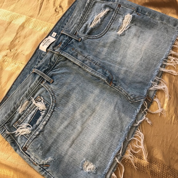 Abercrombie and Fitch Distressed Jean Skirt - Picture 2 of 4